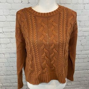 LA HEARTS Sweater Cable Knit Cropped Rust-Medium